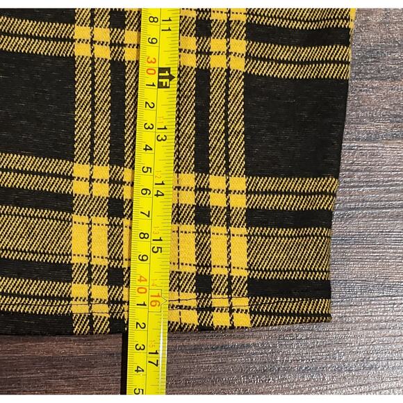 Plaid Skirt Yellow Black Elastic Waist Sz L Adara Clueless Y2K Preppy Grunge - Picture 4 of 5